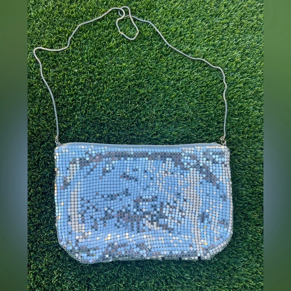 Metal Mesh Silver and Black Shoulder Bag